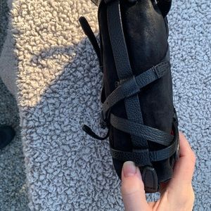 Alexander Wang Kirsten wristlet. Black suede with leather straps.